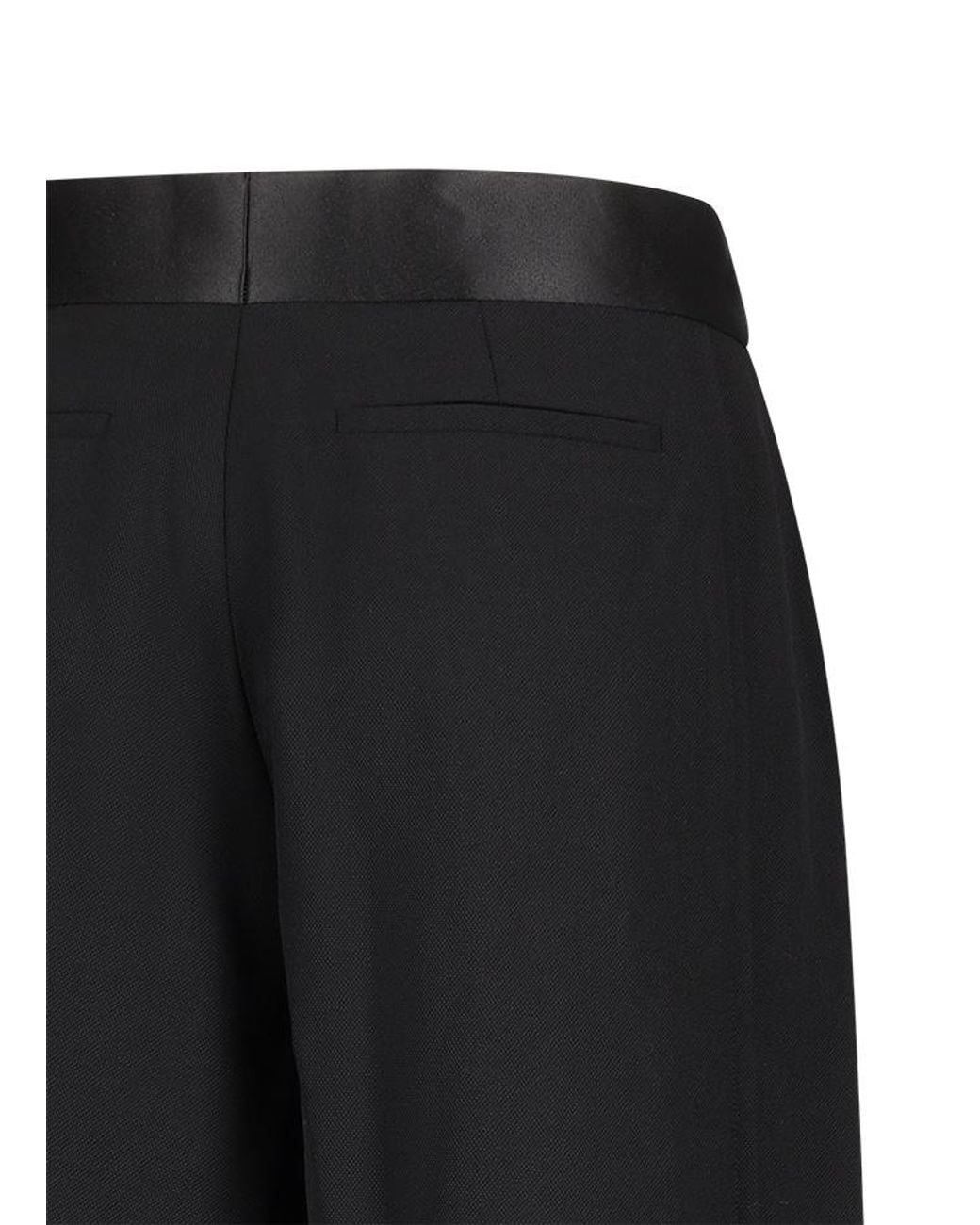 Victoria Beckham Black Wide-Leg Satin-Trim Trousers