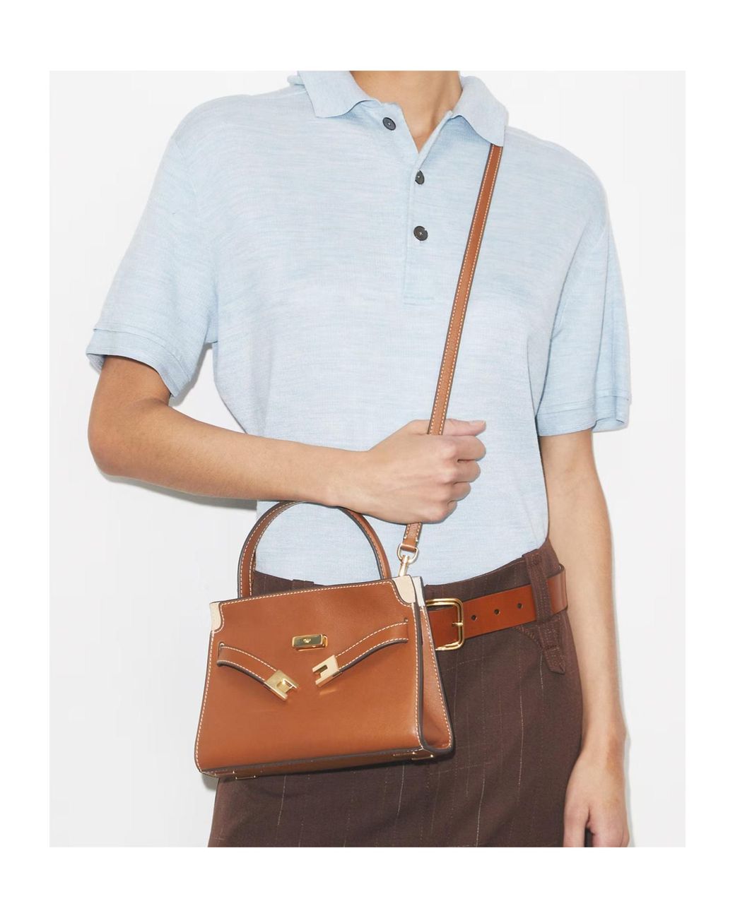 Tory Burch Brown Lee Radziwill Petite Clutch Bag