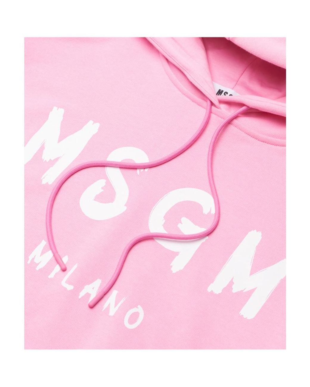 MSGM Pink Logo Printed Drawstring Hoodie