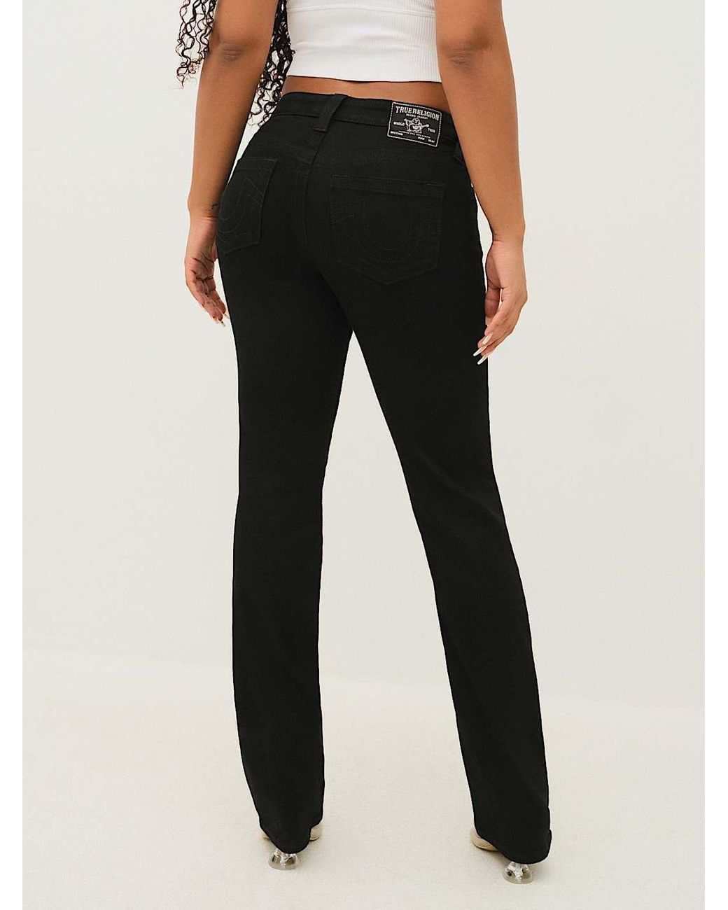 True Religion Black Billie Mid Rise Straight Jean