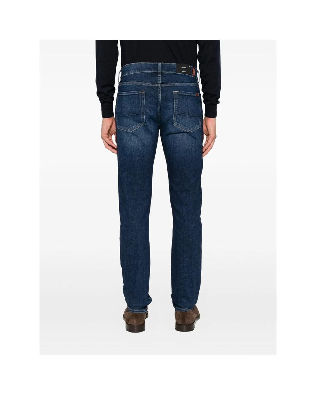7 For All Mankind Blue Slim Tapered Jeans for men