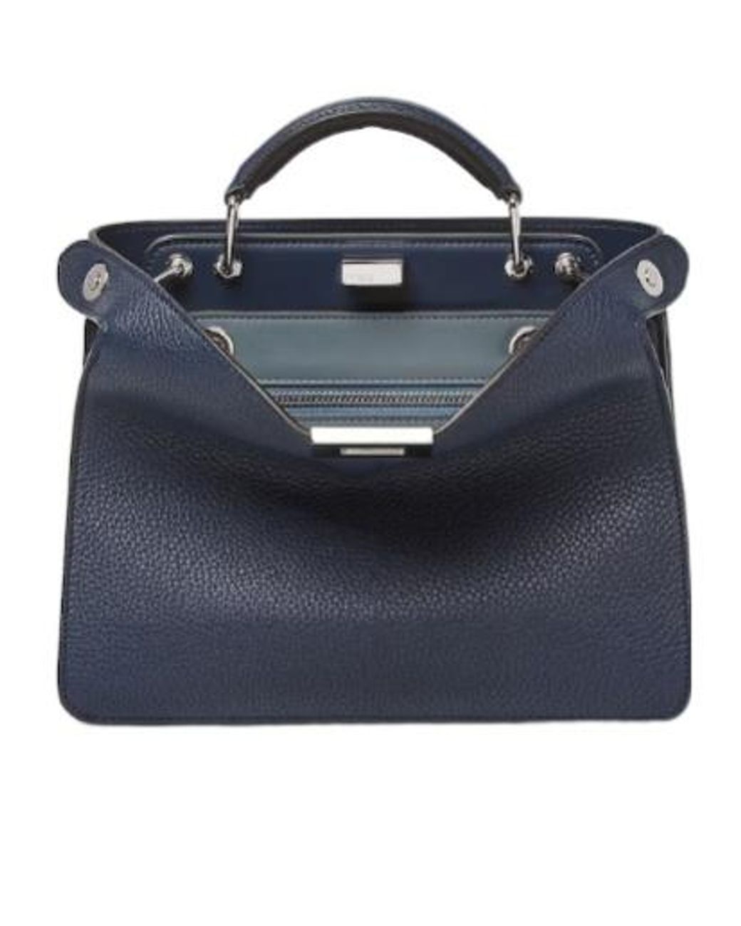 Fendi Blue Peekaboo Iseeu Small Dark Leather Bag for men