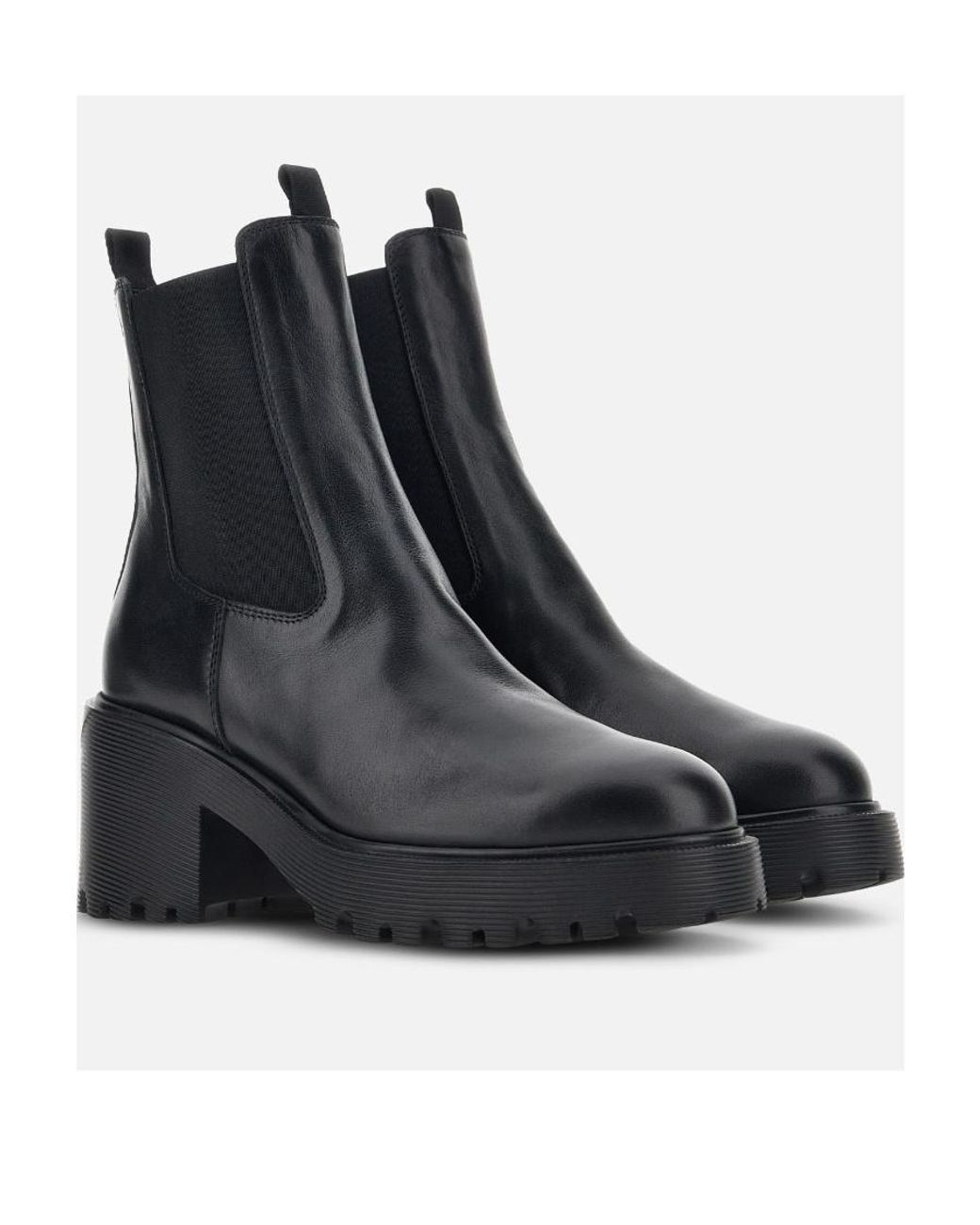 Hogan Black Round-Toe Slip-On Ankle Boots
