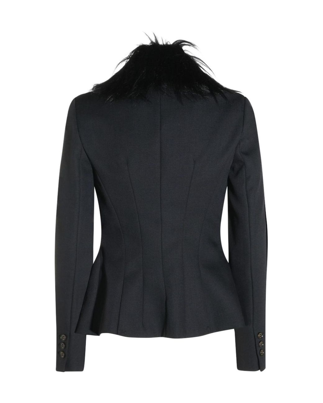 Elisabetta Franchi Black Fur-Effect Collar Jacket