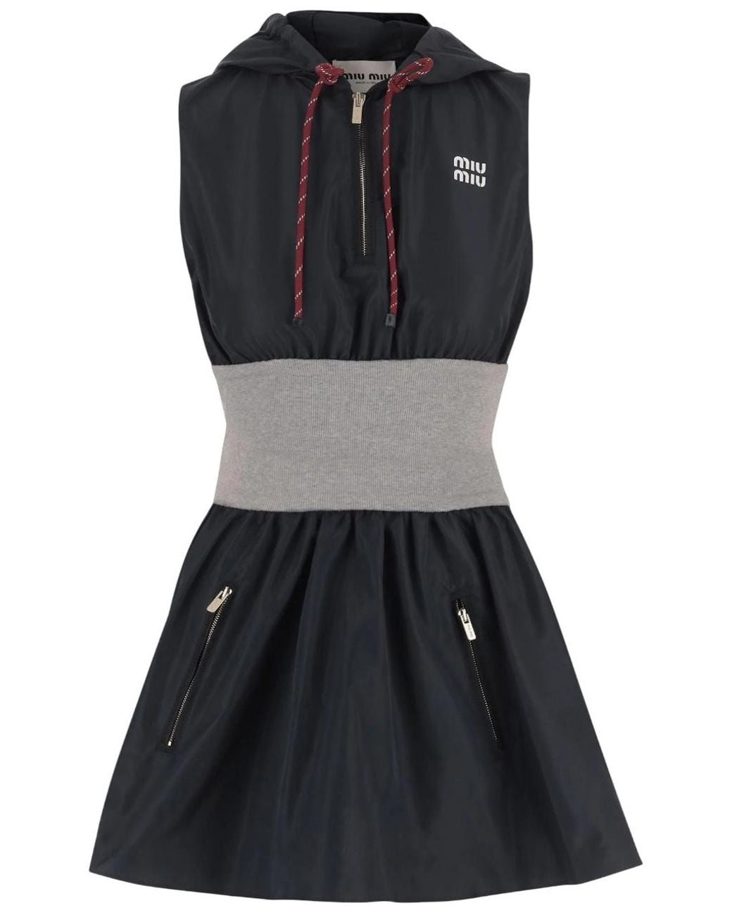 Miu Miu Black Sleeveless Hooded Dress