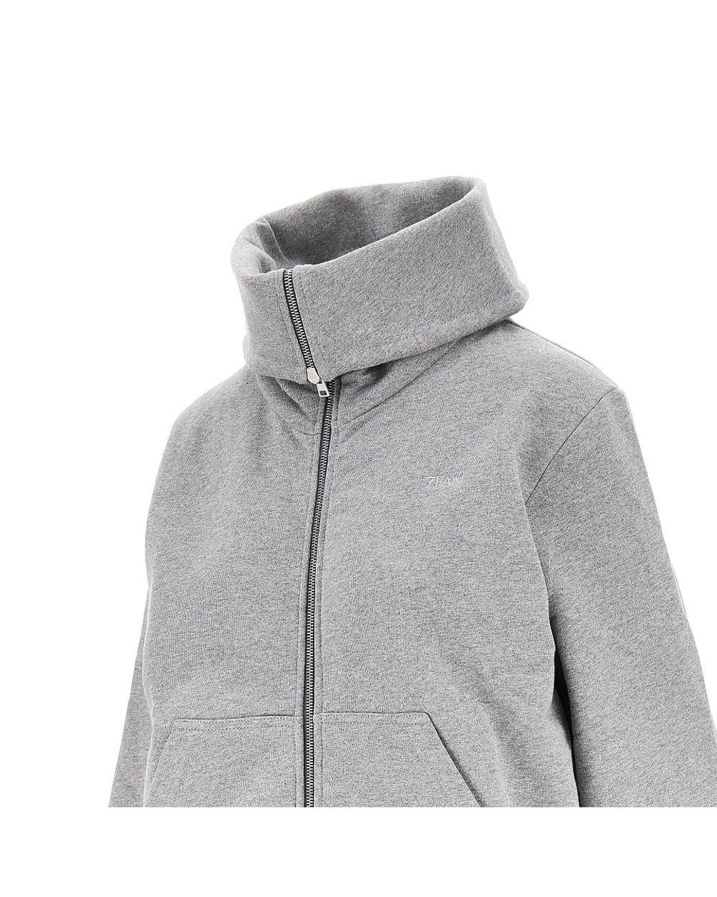 7 For All Mankind Gray Zip-Up Collar Hoodie