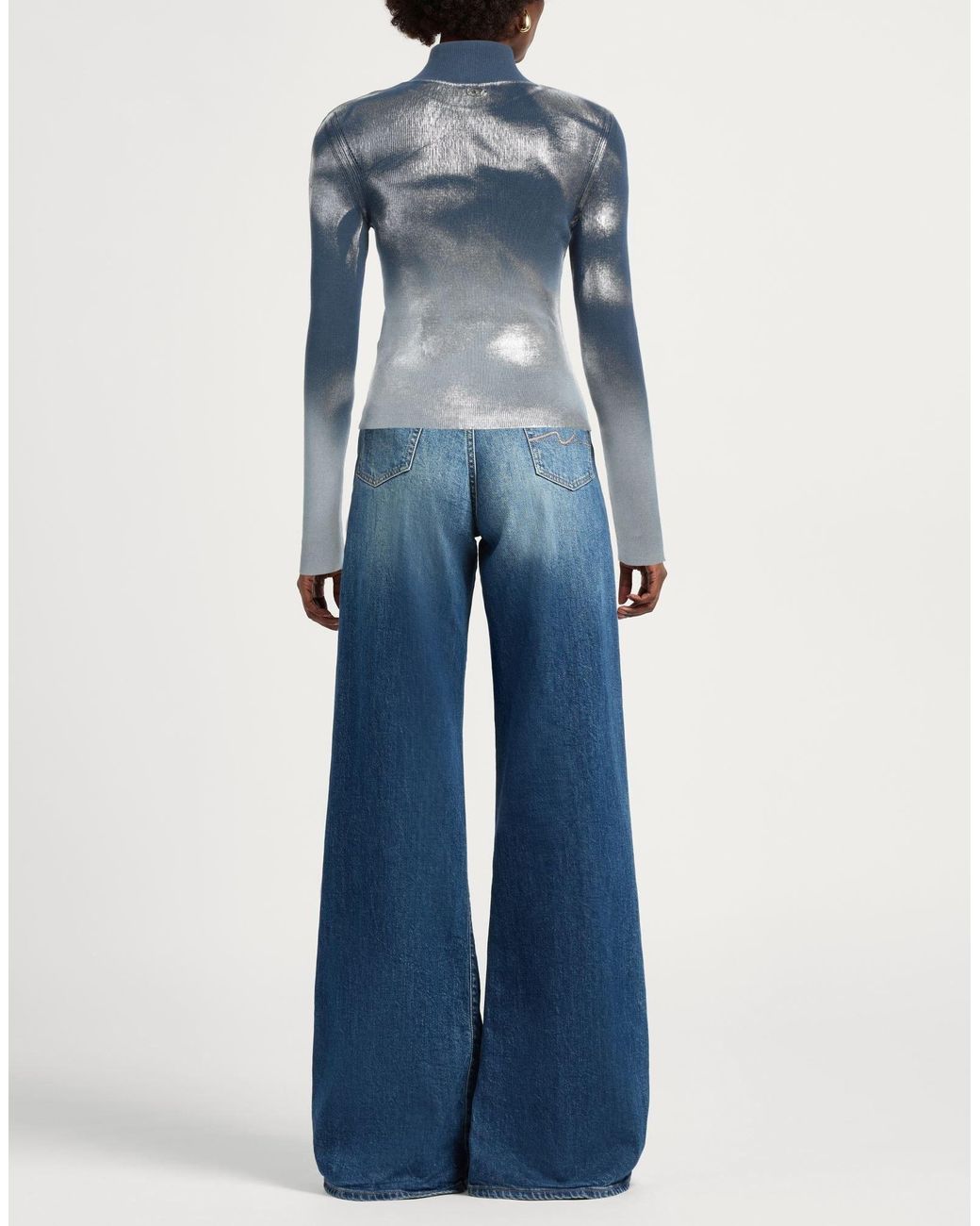 DIESEL Blue Two-Tone Long-Sleeve Turtleneck Knit