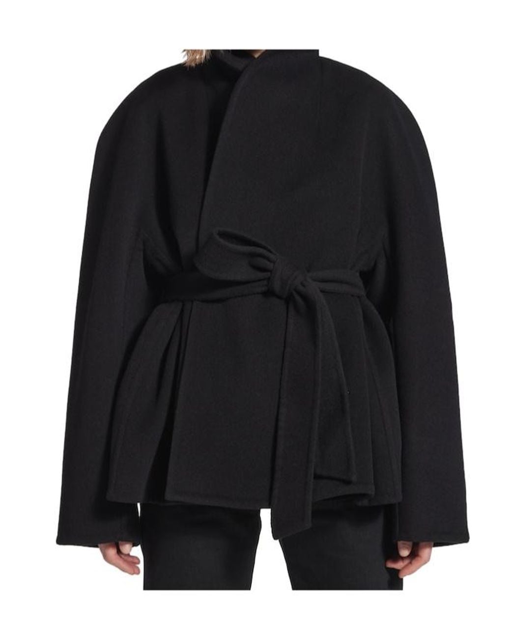 Balenciaga Black Short Wrap Coat