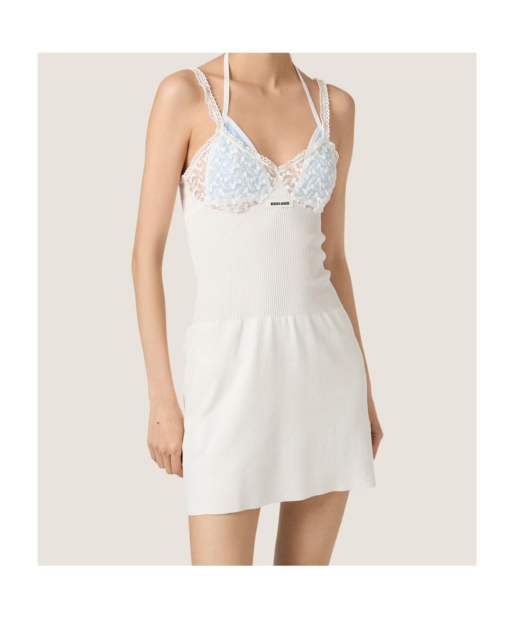 Miu Miu White Cotton And Lace Dress