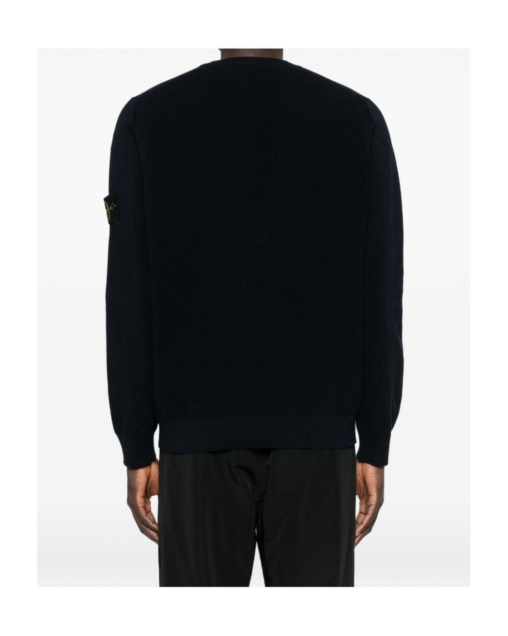 Stone Island Black Logo Patch Crewneck Jumper for men