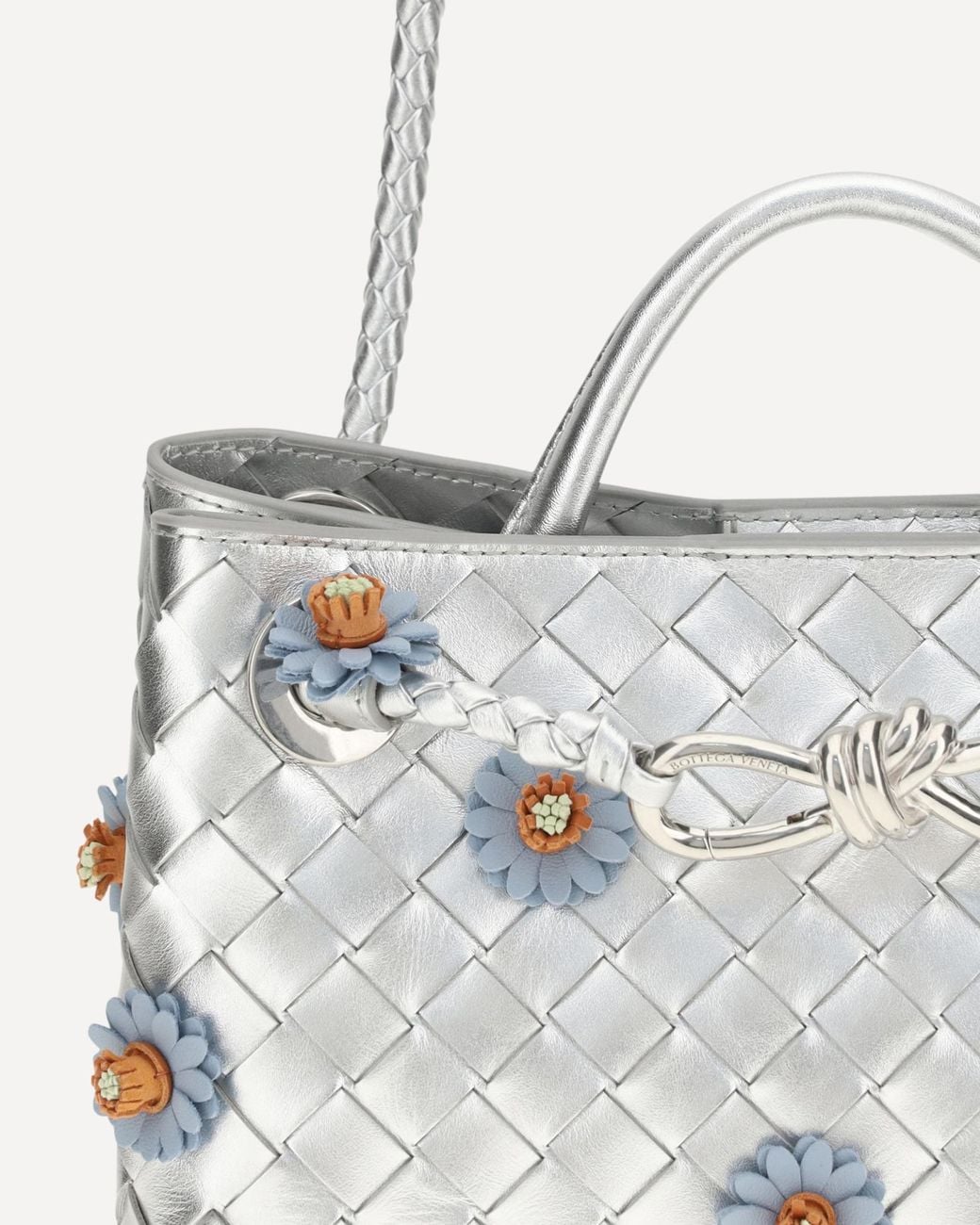 Bottega Veneta Gray Floral Detail Shoulder Bag
