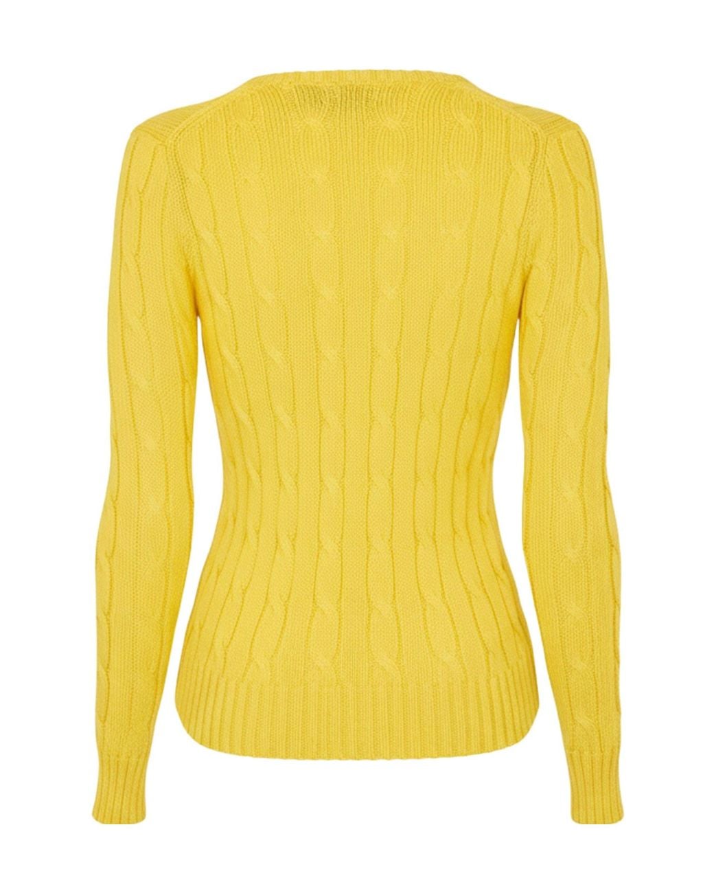 Polo Ralph Lauren Yellow Cable-Knit V-Neck Jumper