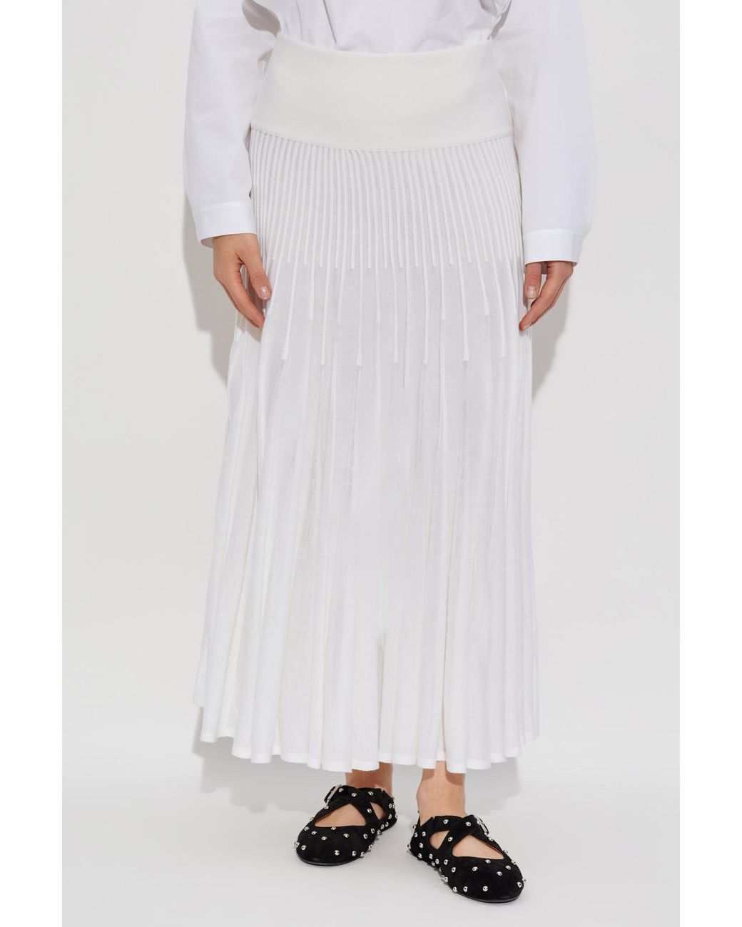 Alaïa White Alaïa High Waist Pleated Skirt