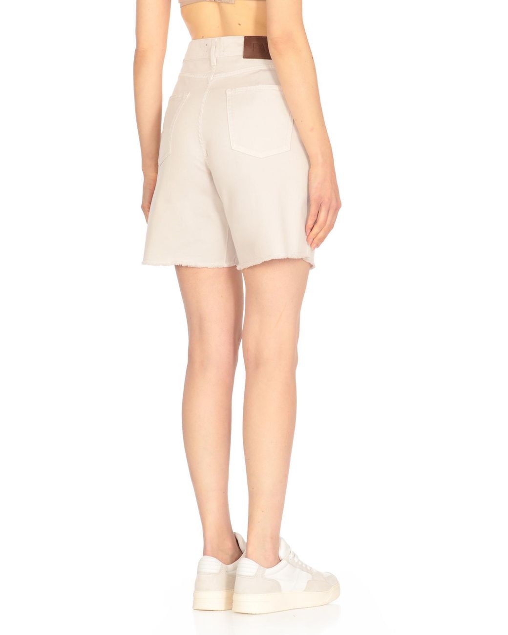 Fay White Frayed Hem Bermuda Shorts