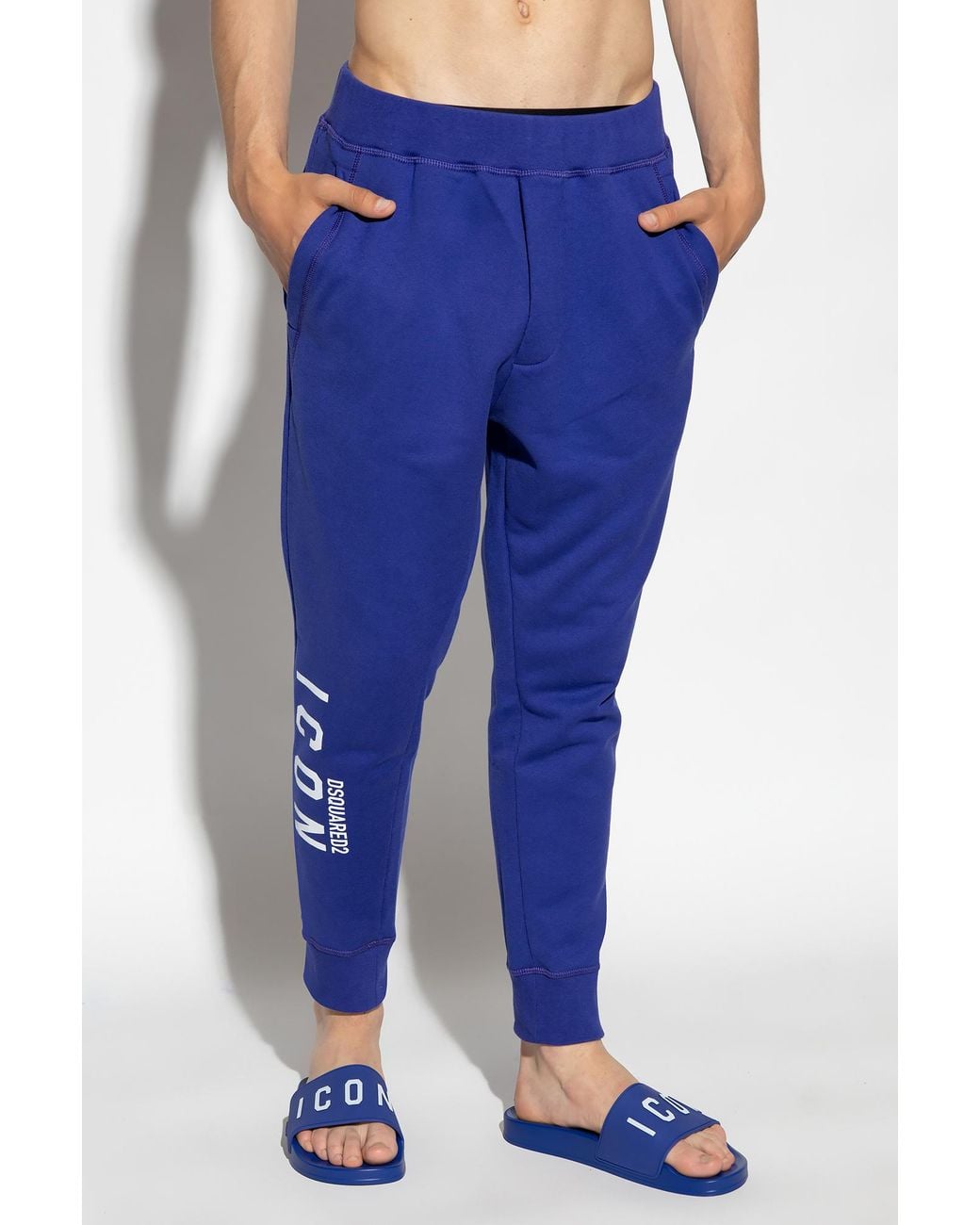 DSquared² Icon Logo-Printed Tapered Leg Track Pants in Blue for Men | Lyst