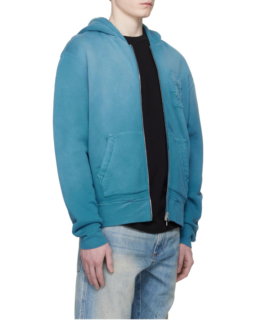 Amiri Blue Dark Cotton Hoodie for men