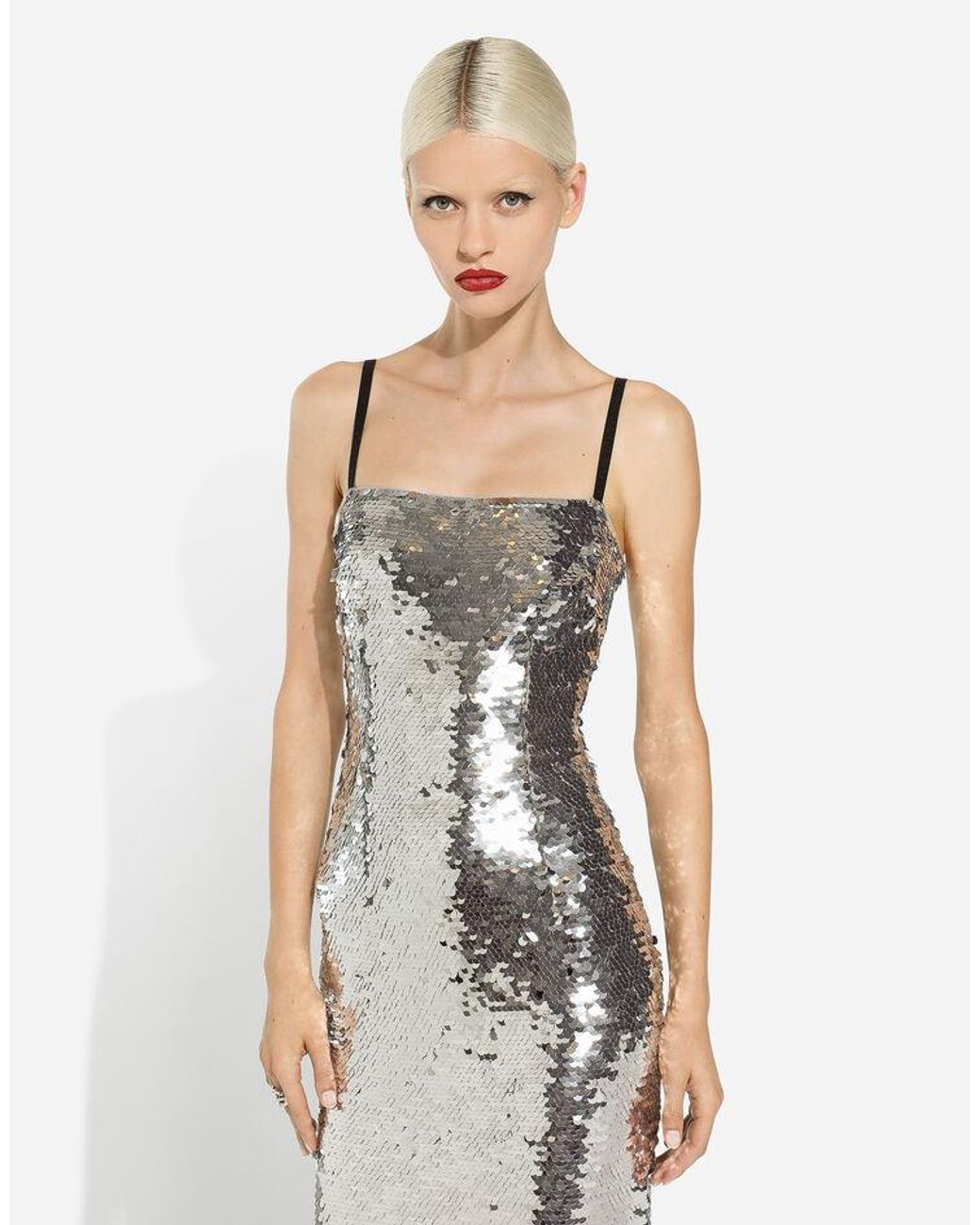 Dolce & Gabbana White Sequin-Embellished Gown
