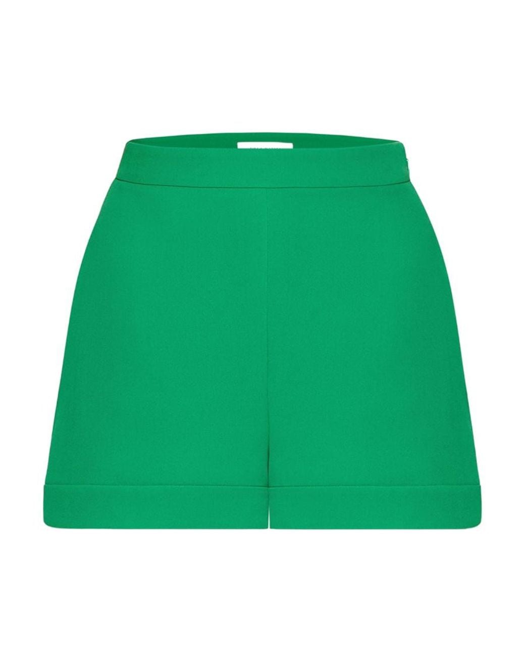 Valentino Green High-Waisted Silk Tailored Shorts