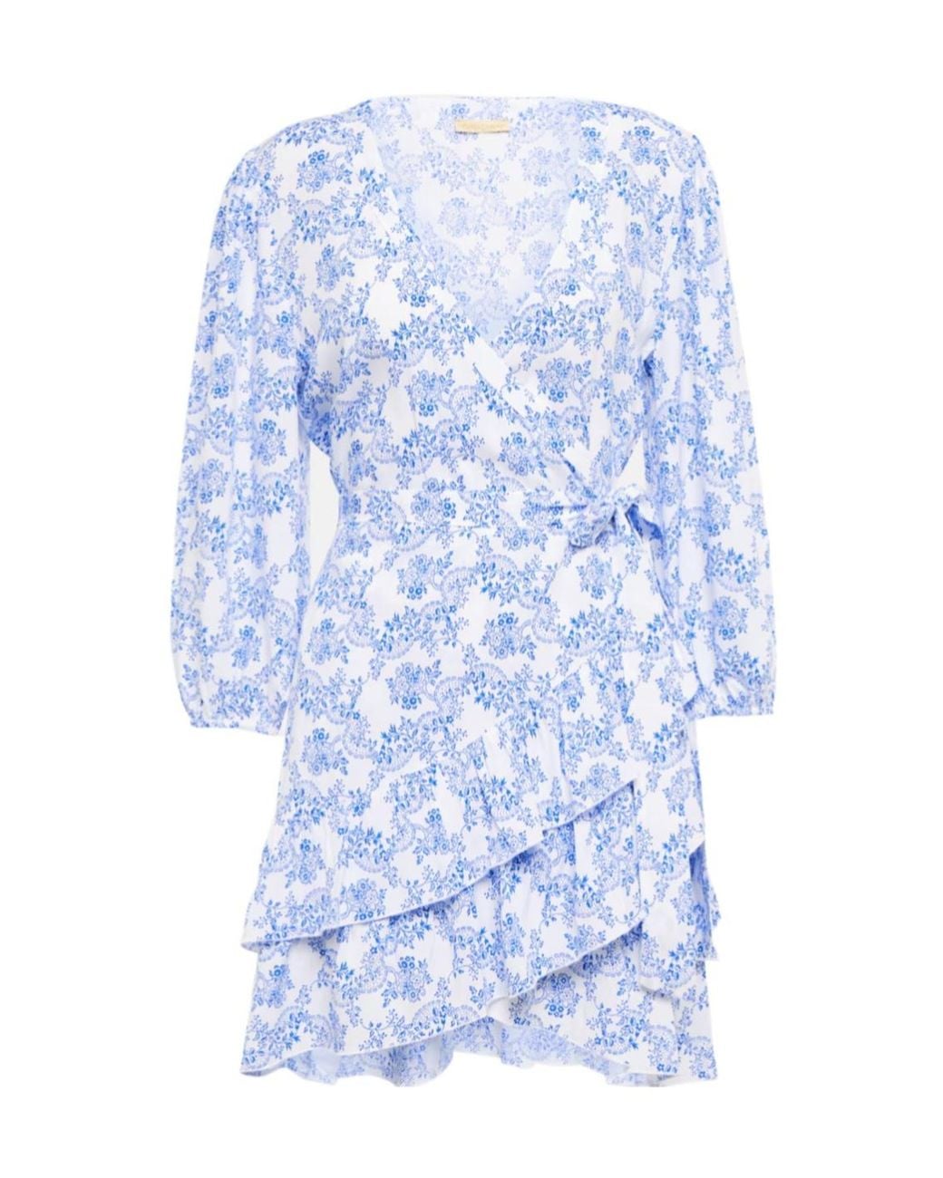 Melissa Odabash Blue Legacy Floral Wrap Minidress
