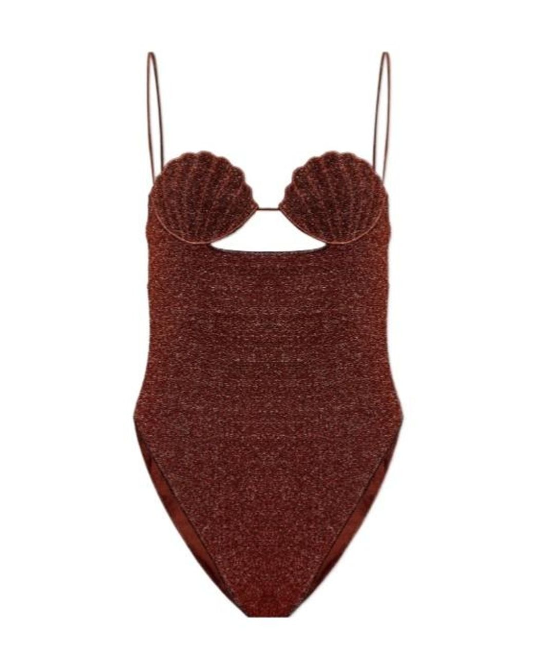 Oseree Brown Oséree Shell One Piece Swimsuit
