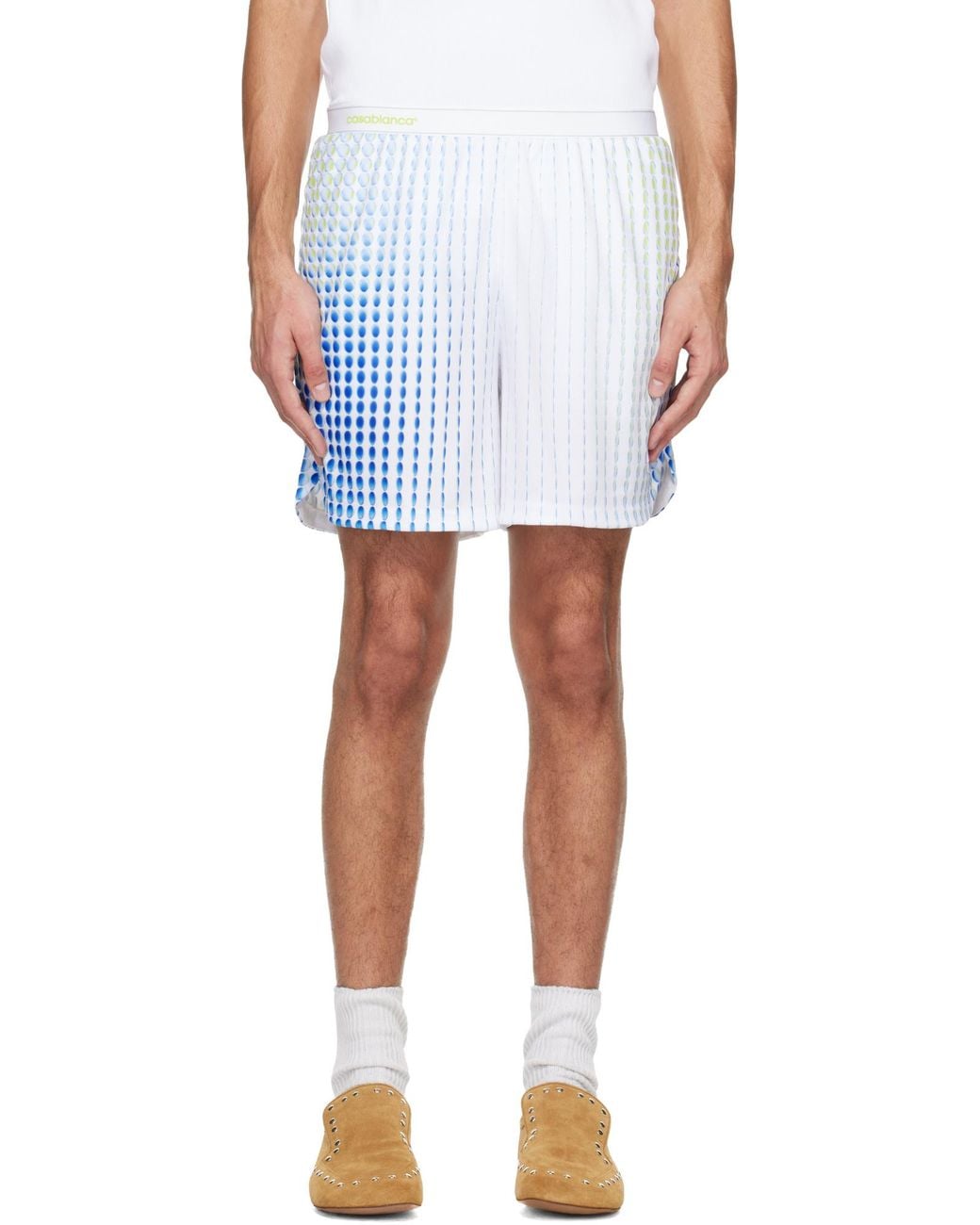 Casablanca Blue Geometric Print Technical Shorts for men