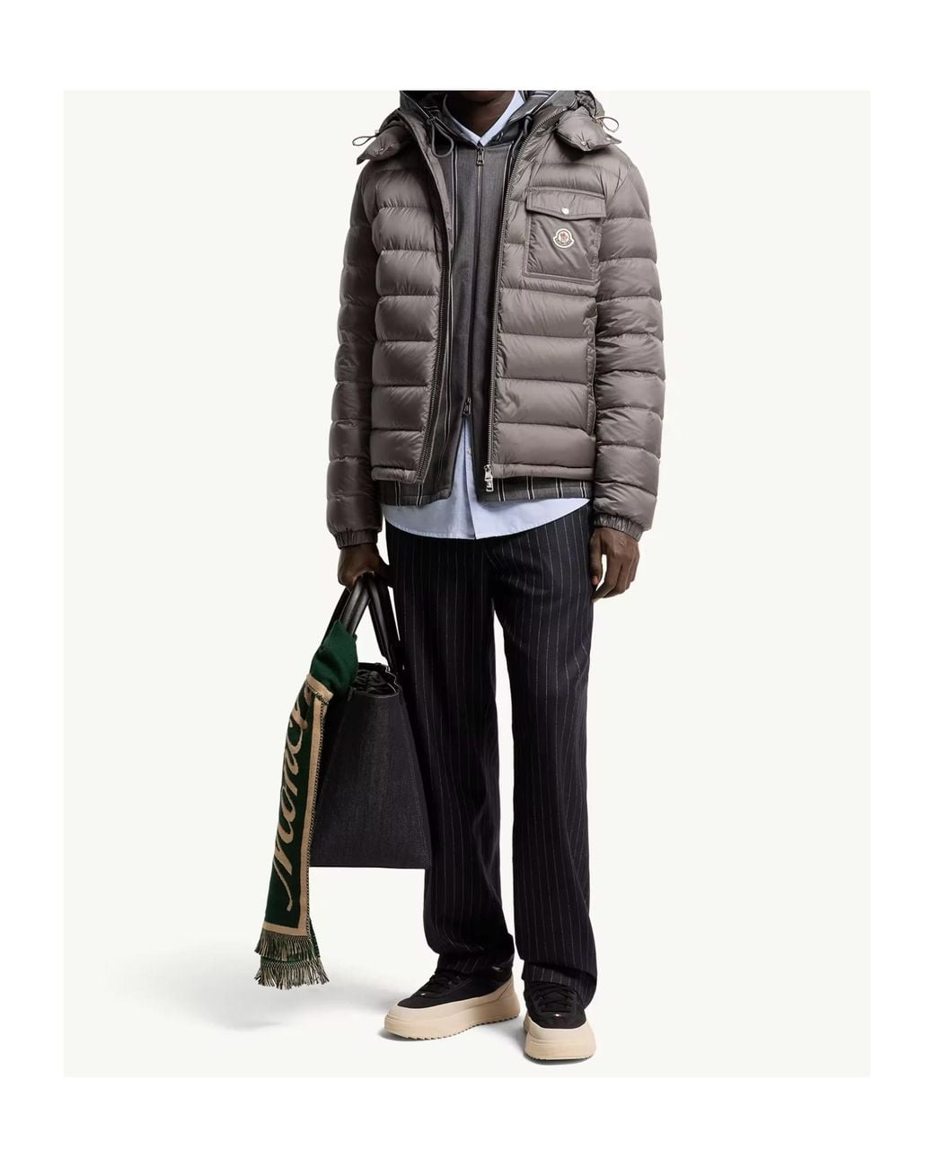 Moncler Gray Verith Hooded Zip-Up Short Puffer Jacket for men