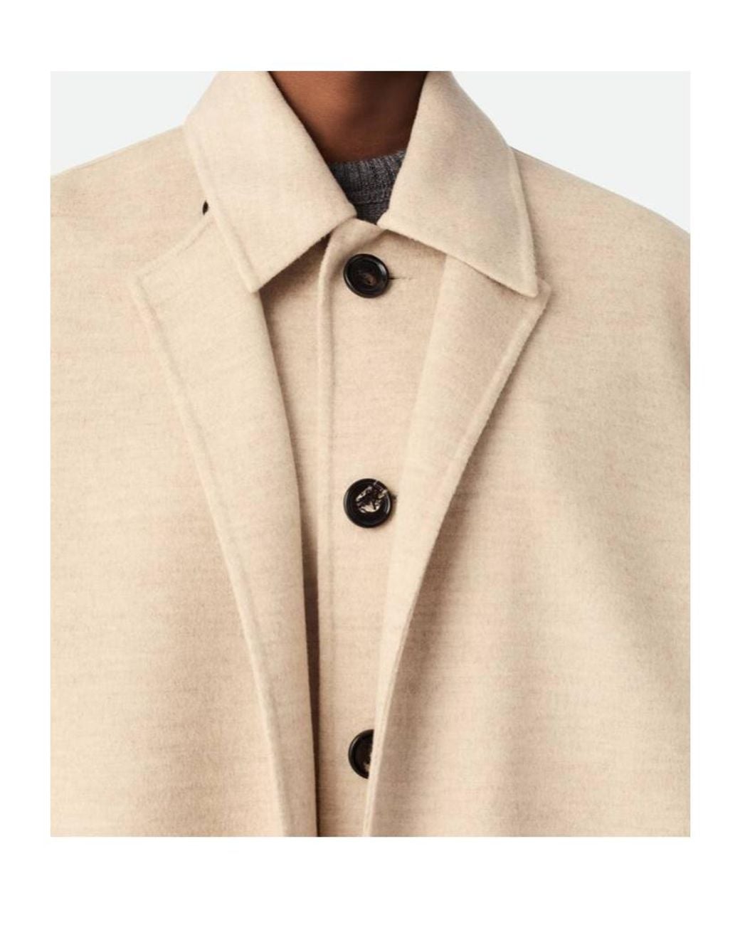 Bottega Veneta Natural Double Wool And Cashmere Short Coat
