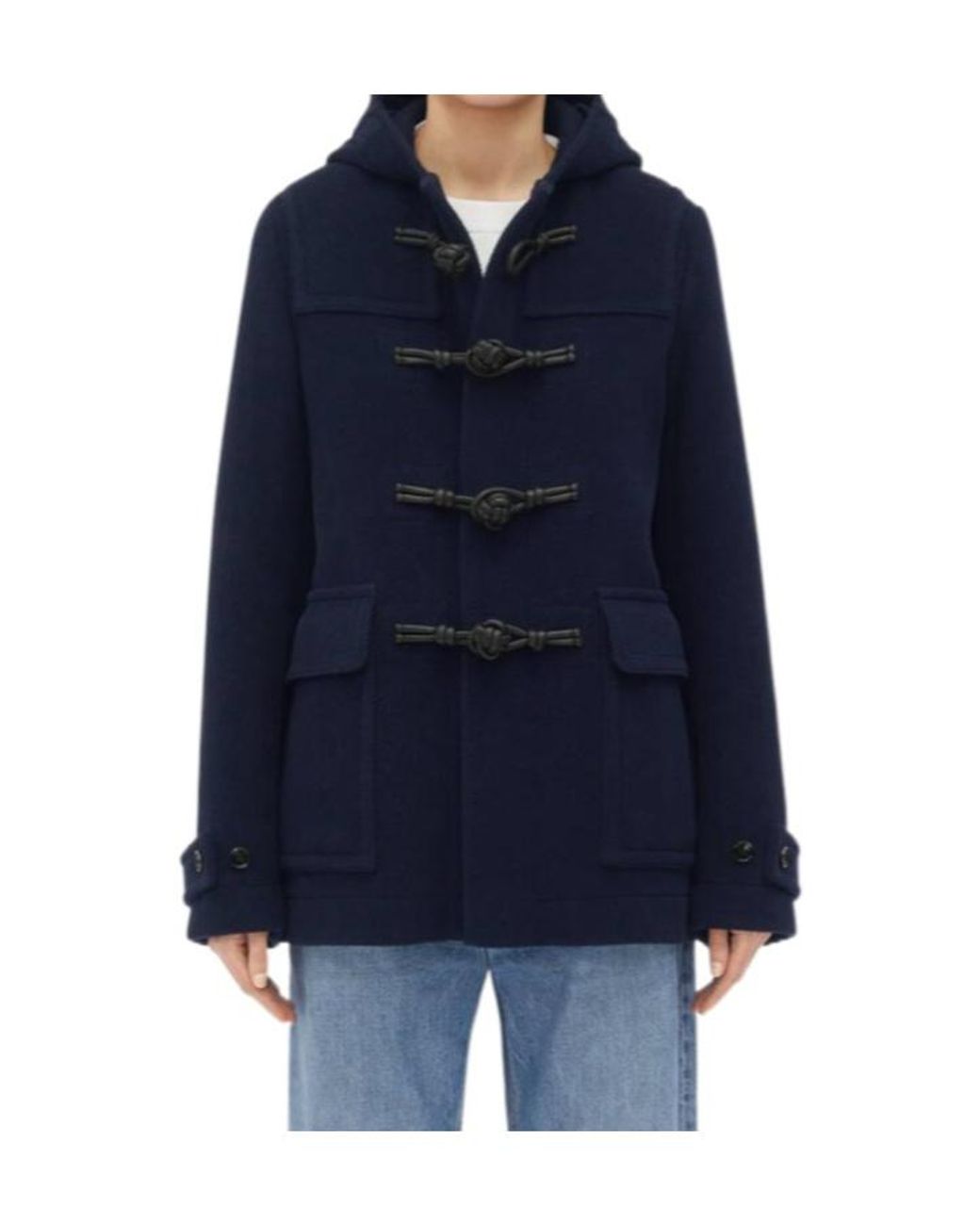 Bottega Veneta Blue Hooded Duffle Coat