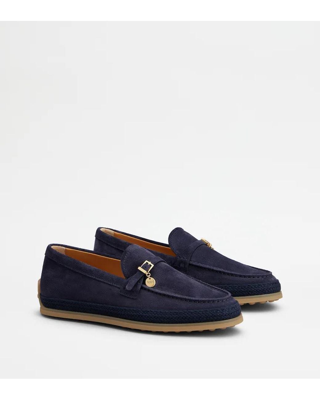 Tod's Blue Buckle-Detail Suede Loafers