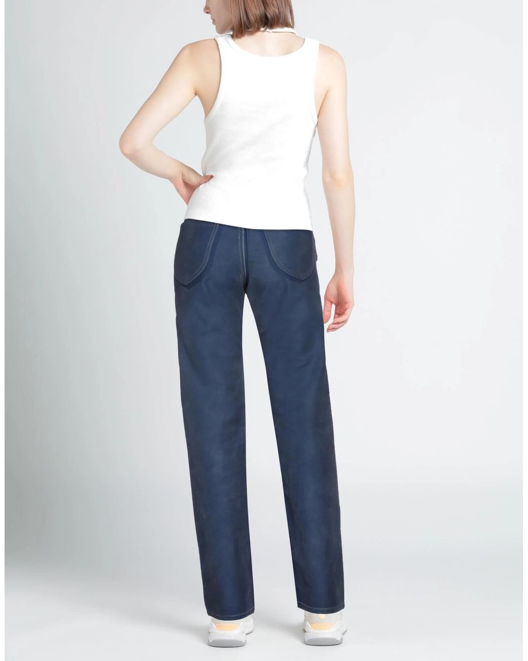 Maison Margiela Blue Solid Color Webbing Pants