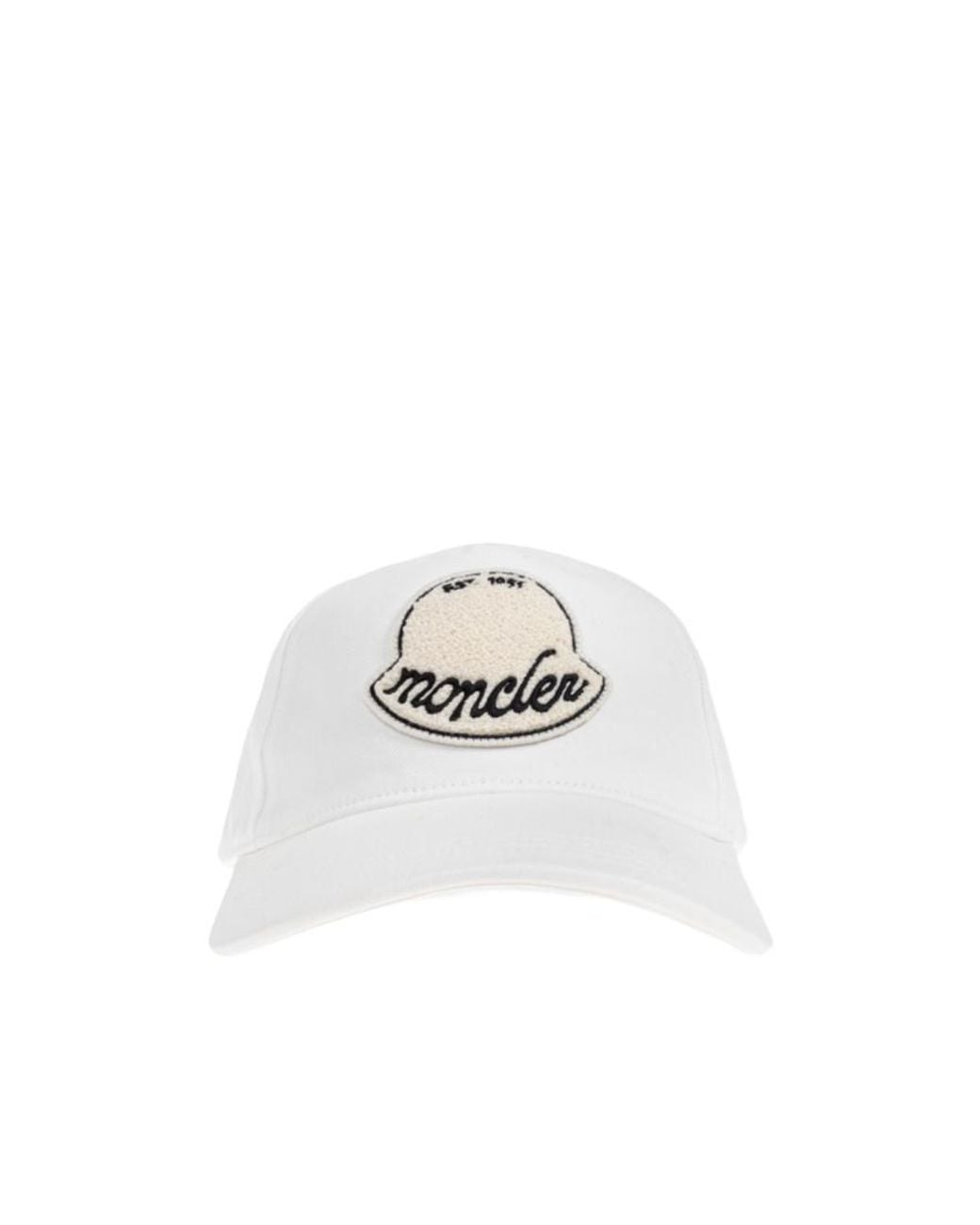 Moncler White Logo Patch Baseball Cap for men