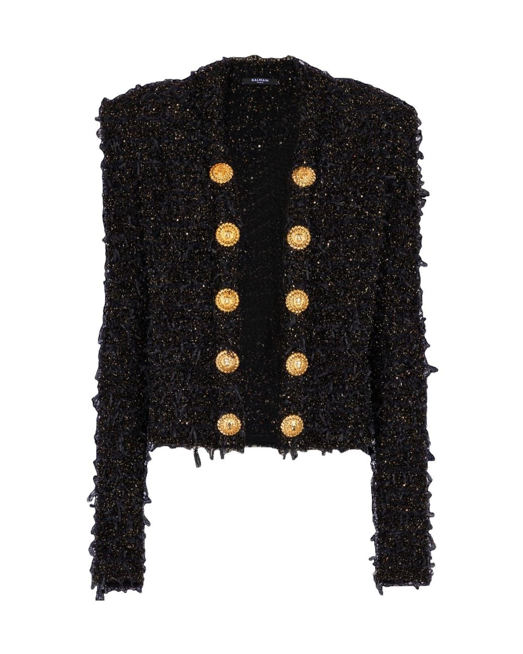 Balmain Black Tweed Buttoned Jacket