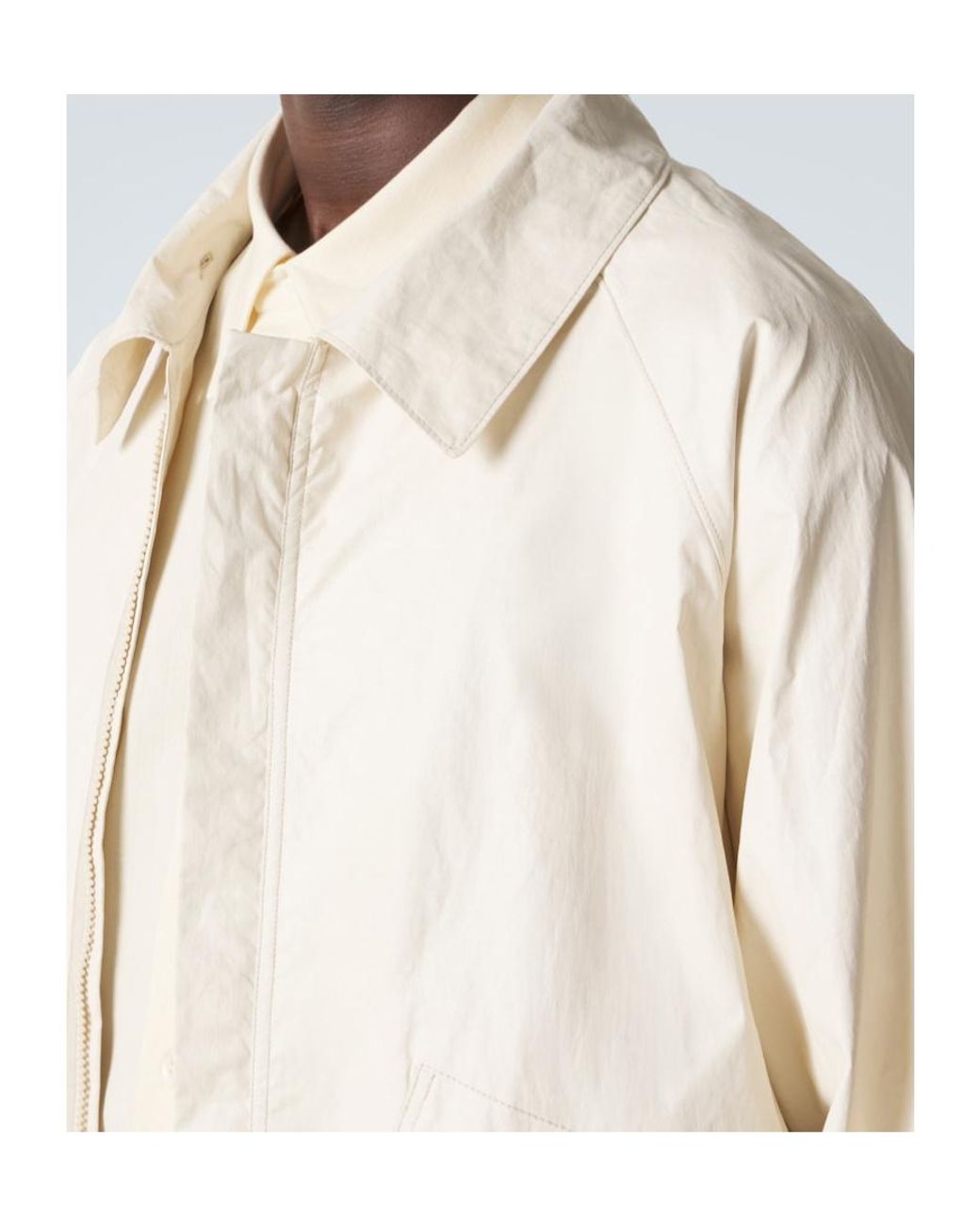 Lemaire White Long-Sleeved Hooded Raincoat for men