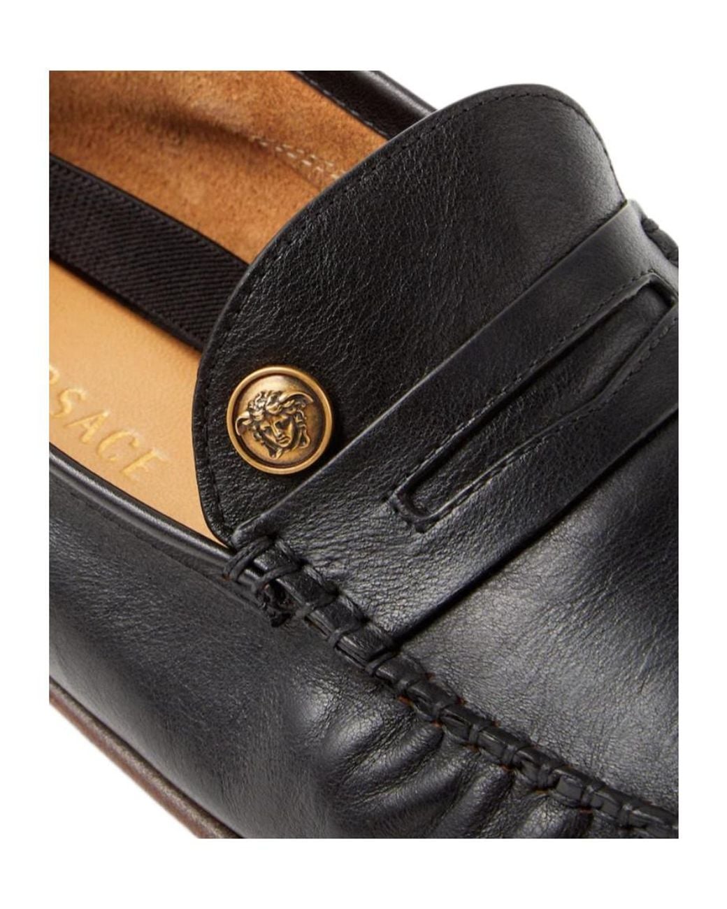 Versace Black Ruched Slip-On Loafers for men