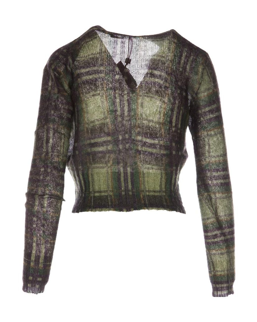 Max Mara Green V-Neck Knitted Cardigan