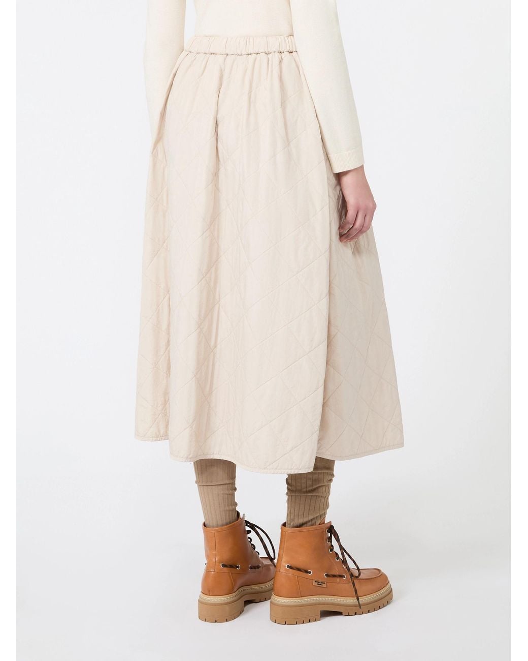 Weekend by Maxmara White Technical Plain-Weave Fabric Flared Skirt