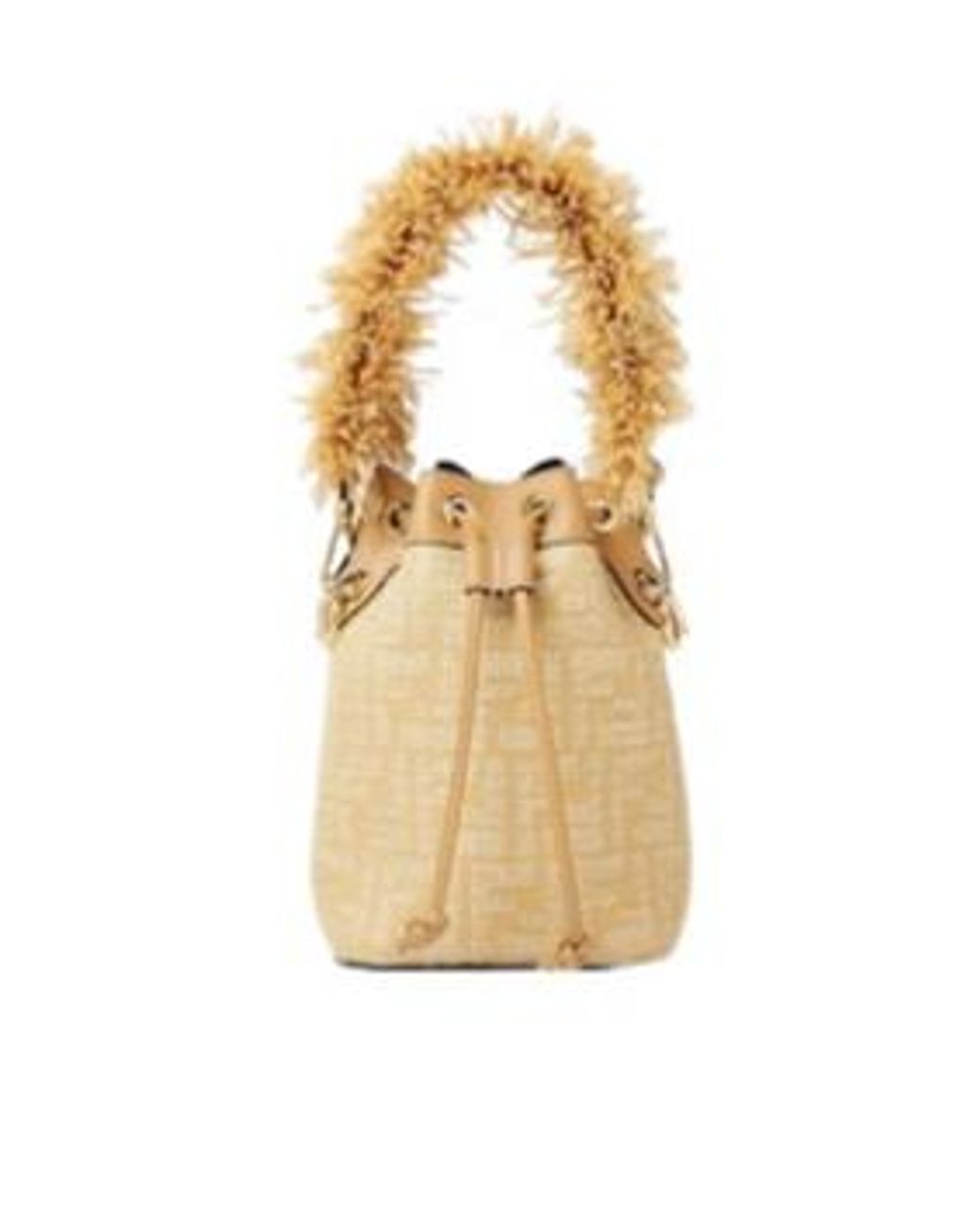 Fendi Metallic Mon Tresor Ff Jacquard Drawstring Bucket Bag