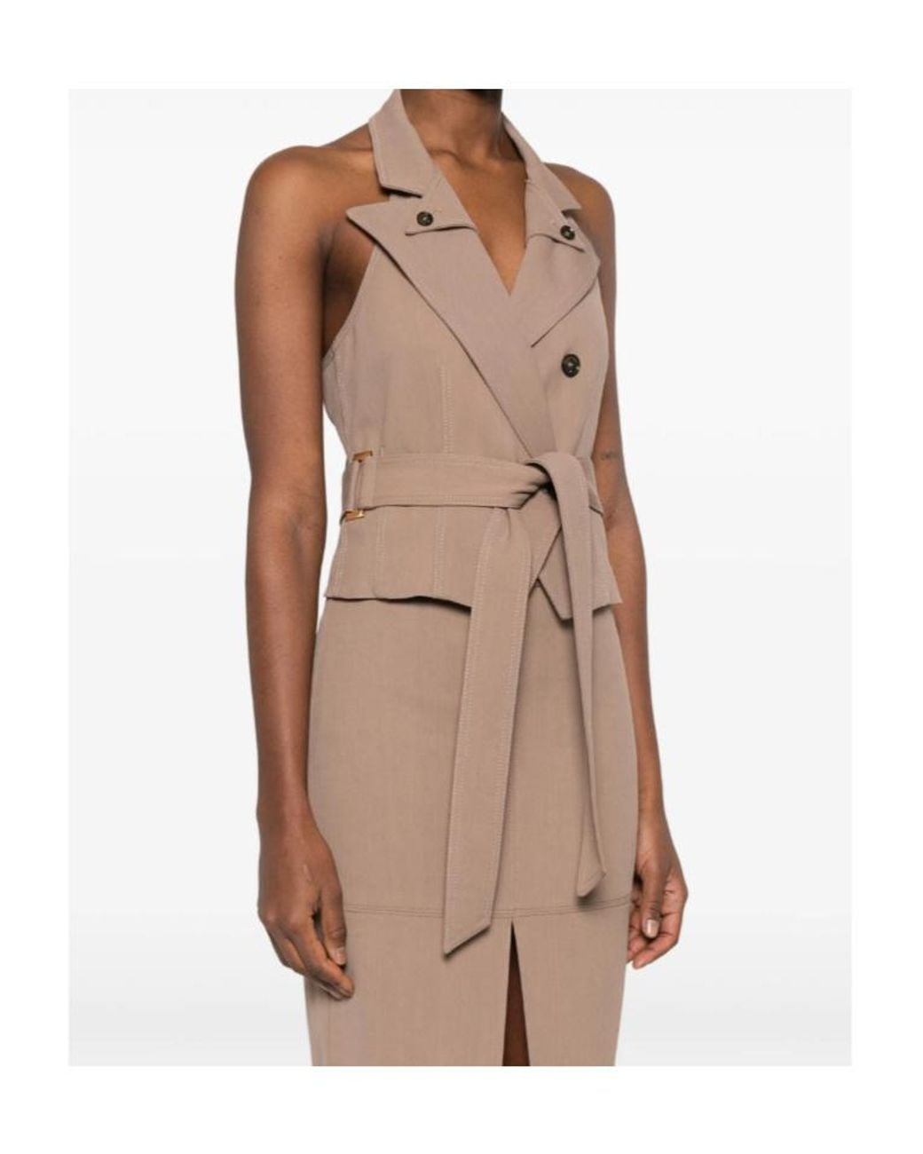 Elisabetta Franchi Natural V-Neck Belted Vest