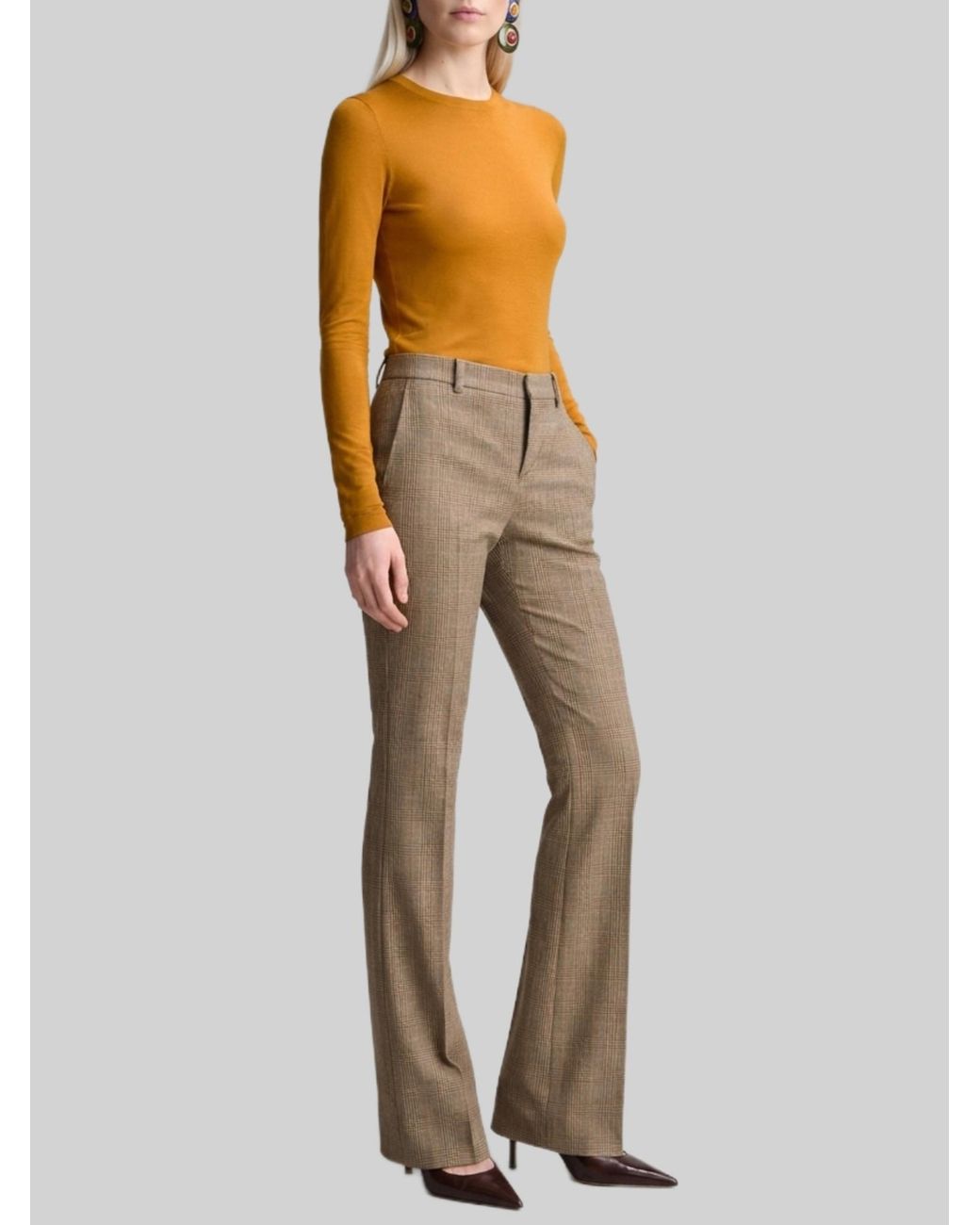 Saint Laurent Gray Prince Of Wales Flared Pants