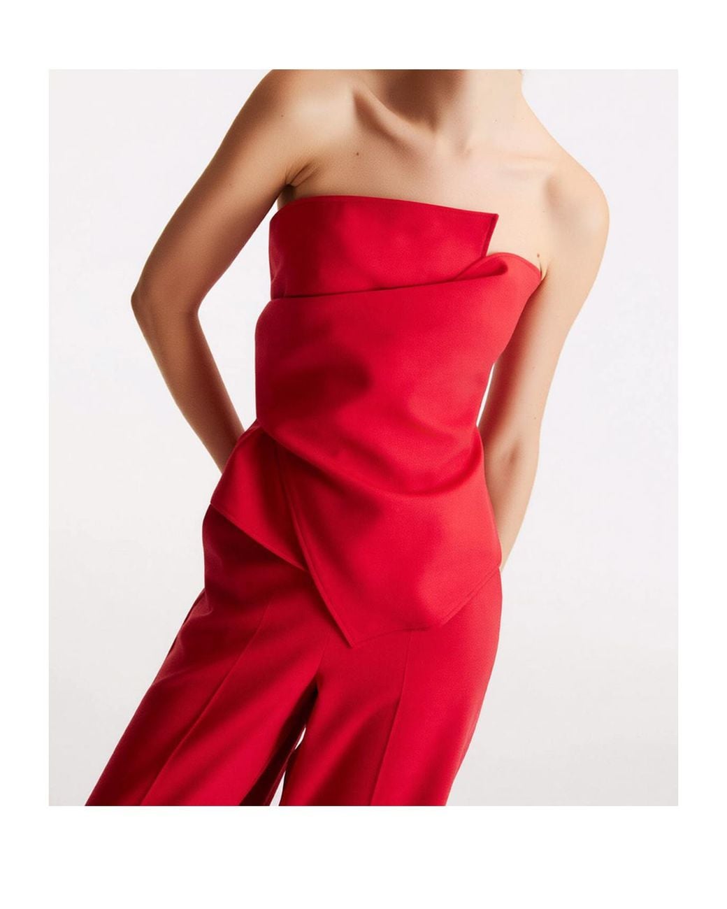 Marella Red Crisscross Pleated Bandeau