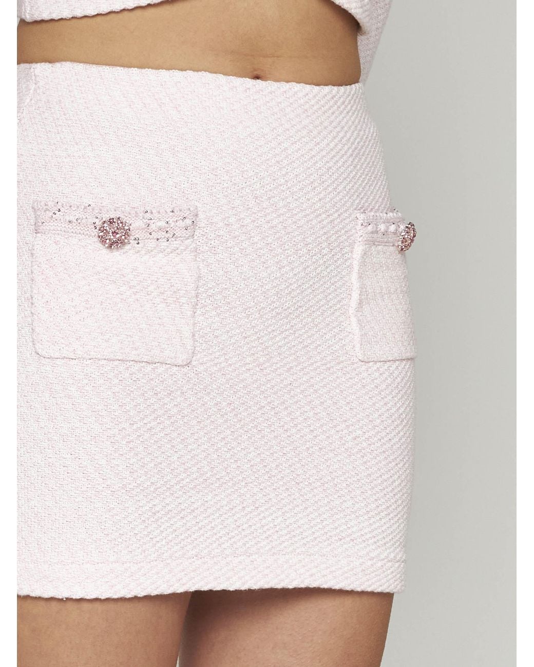 Self-Portrait Pink Braided-Trim Mini Skirt