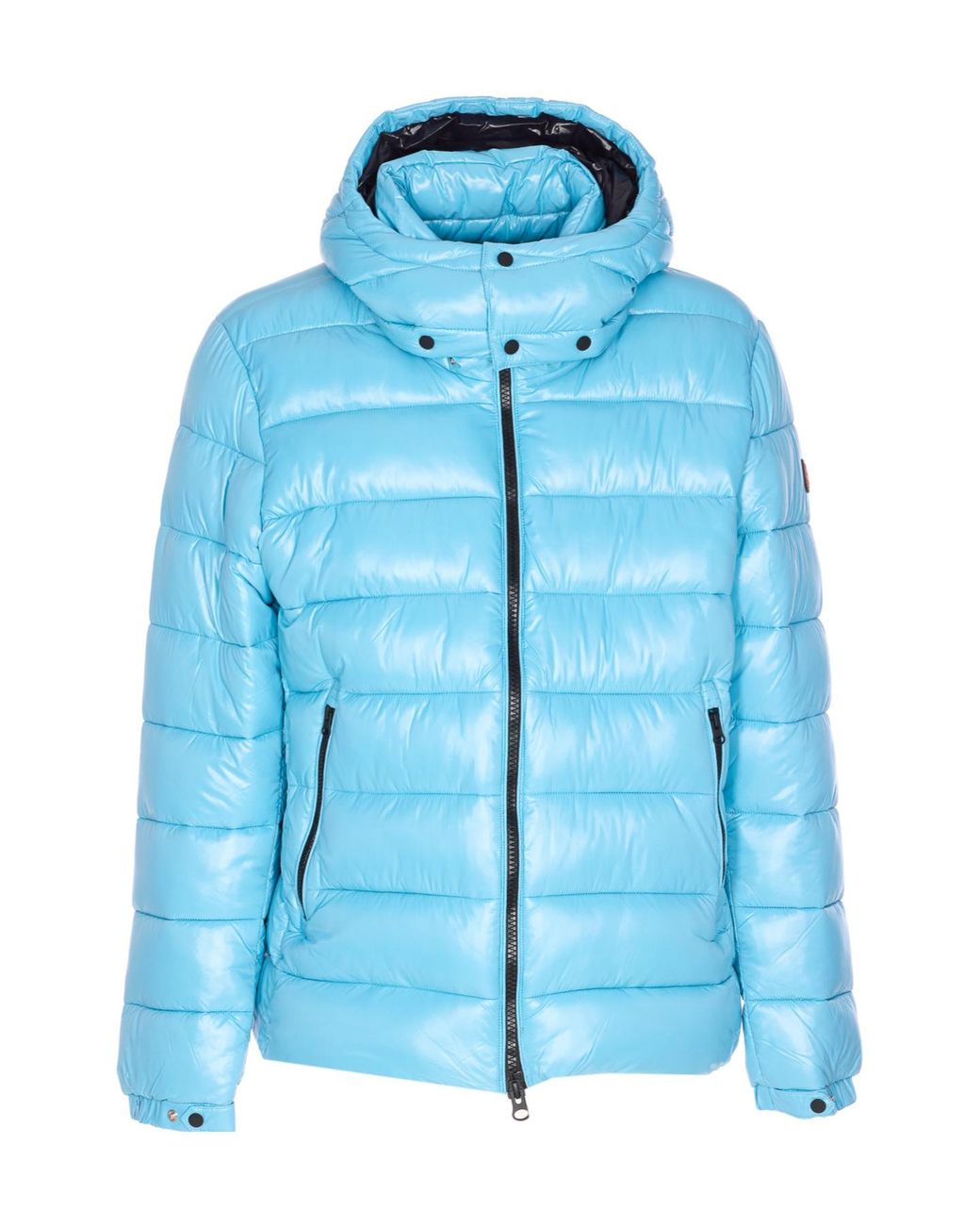 Save The Duck Blue Zip-Up Hooded Puffer Jacket for men