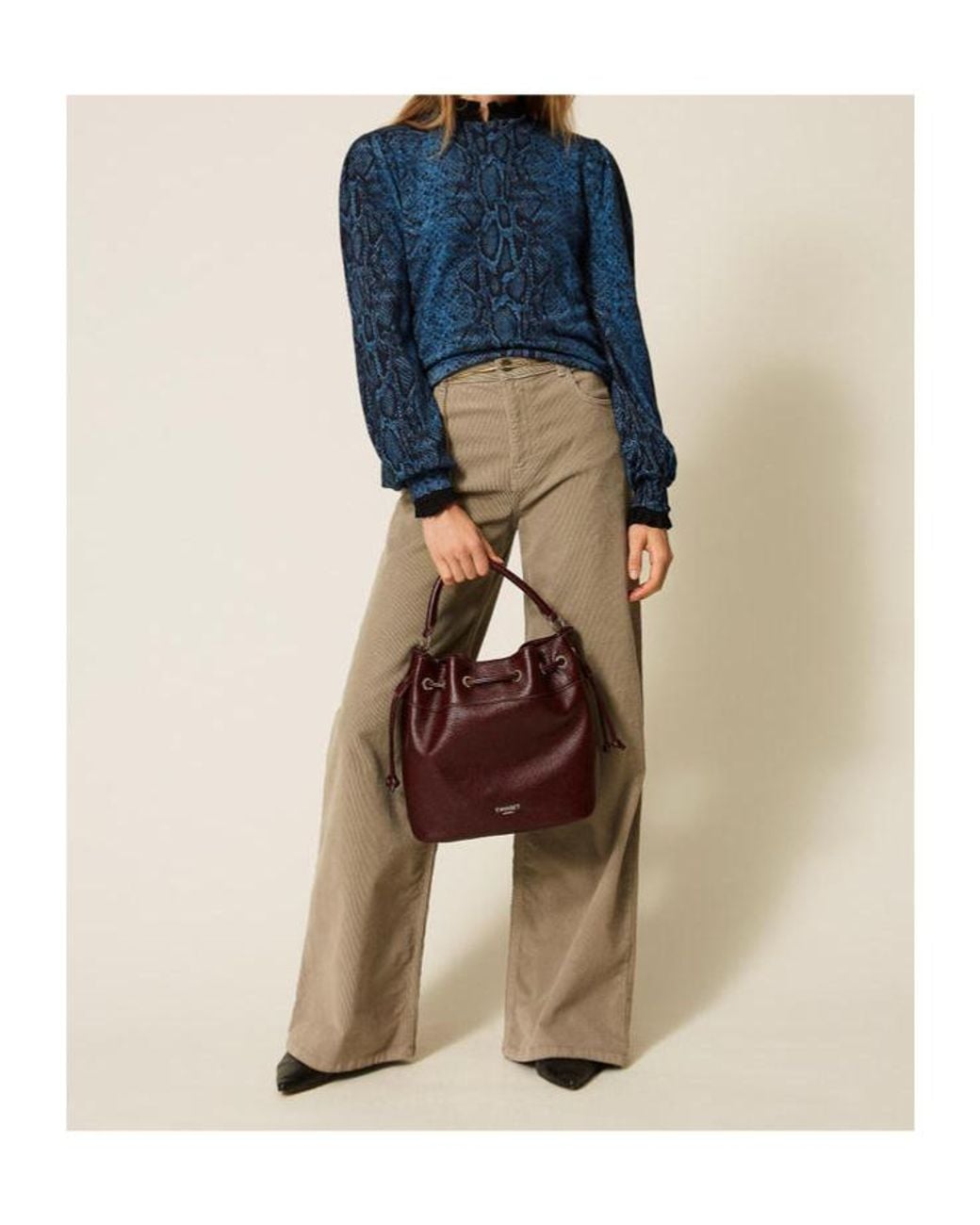 Twinset Blue Python-Print Wool Jumper