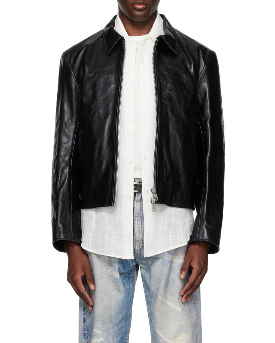 Our Legacy Black Top Dyed Leather Mini Jacket for men