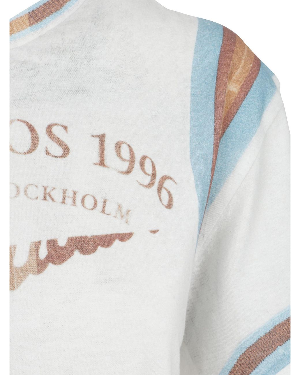 Acne White Logo Printed Crewneck T-Shirt