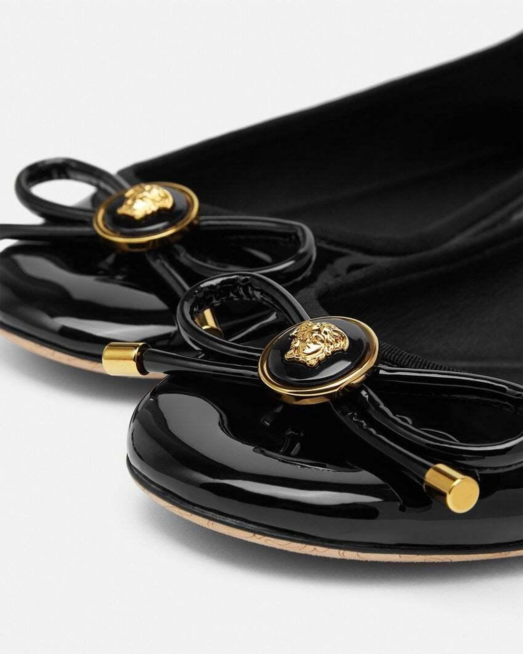 Versace Black Medusa-Head Round-Toe Ballerina Shoes
