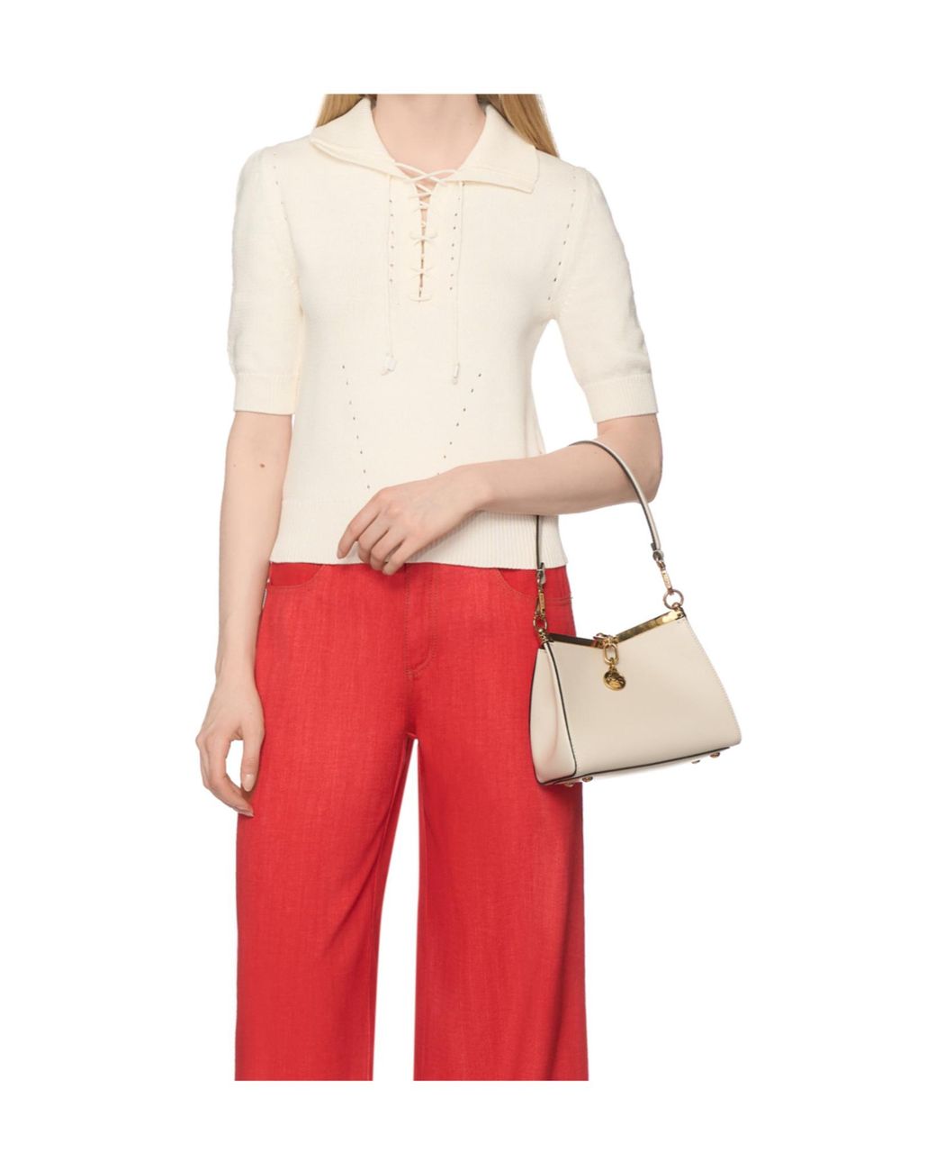 Ermanno Scervino White Lace-Up Perforated T-Shirt