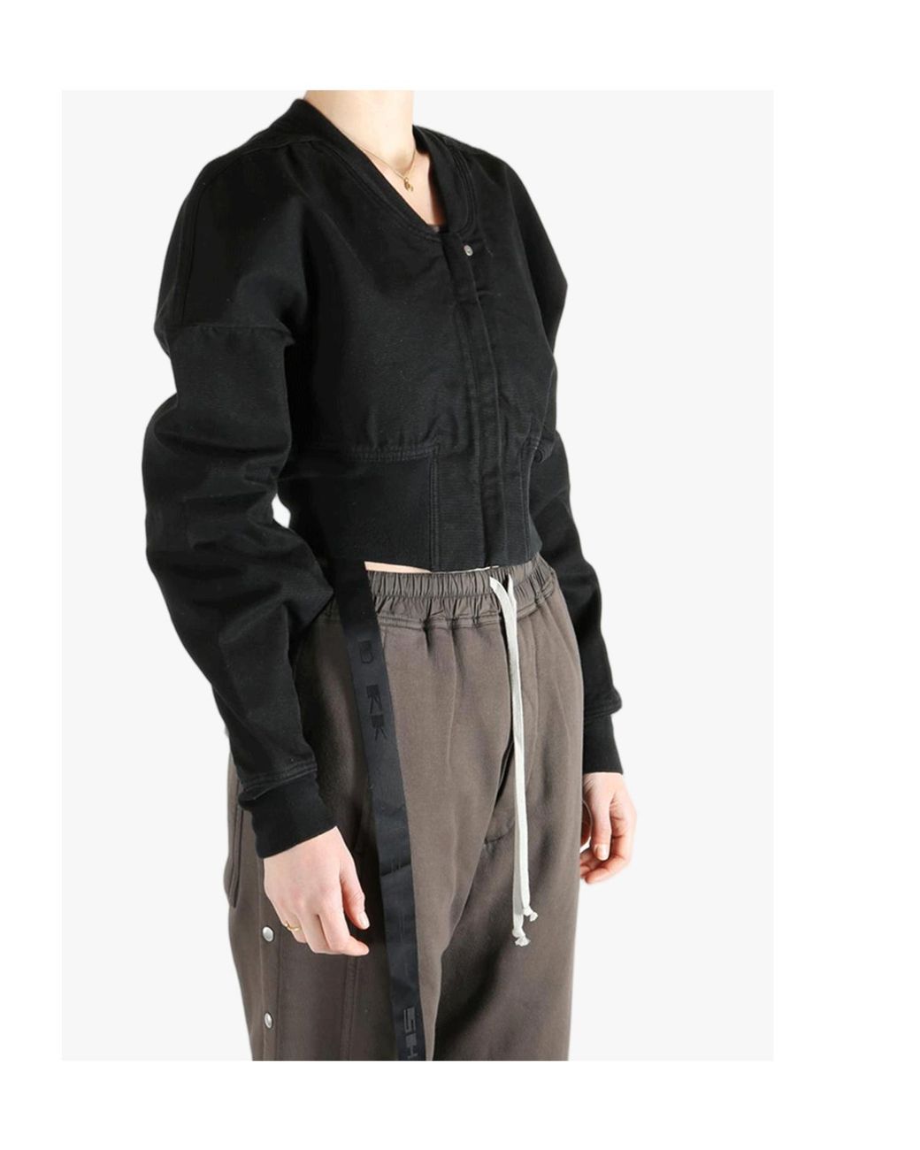 Rick Owens Black Striped Cropped Jacket