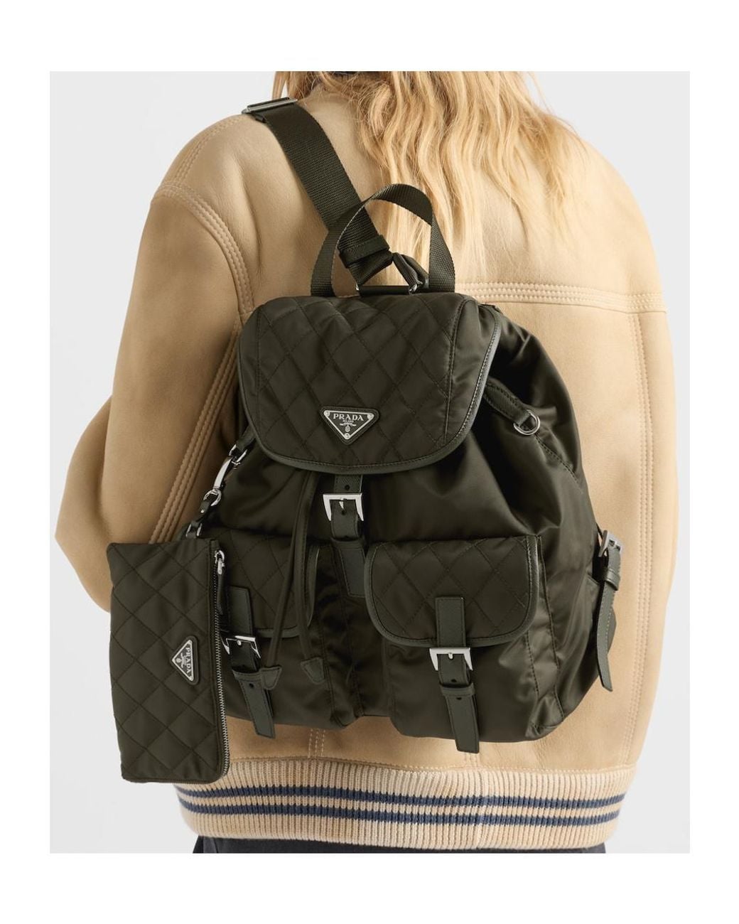 Prada Black Tessuto Quilted Pocket Backpack
