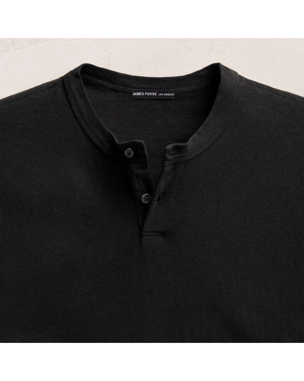 James Perse Black Slub Jersey Short Sleeve Henley for men